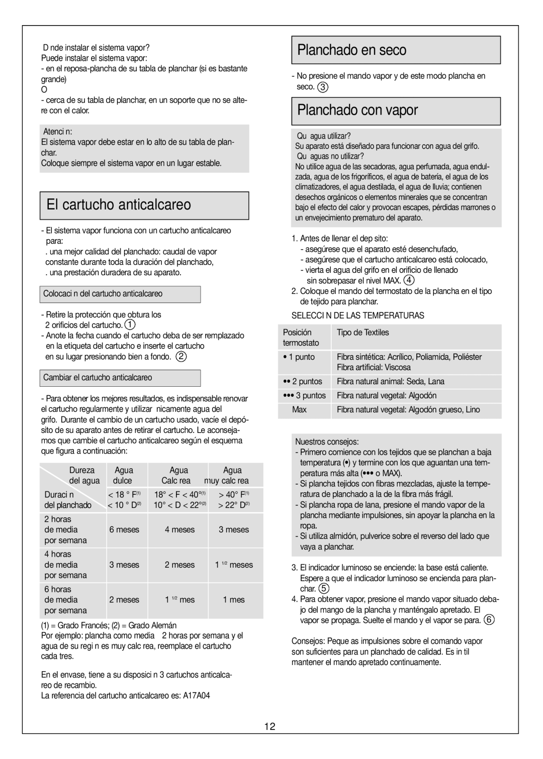 Moulinex Aquaplus IRON El cartucho anticalcareo, Planchado en seco, Planchado con vapor, Selección DE LAS Temperaturas 