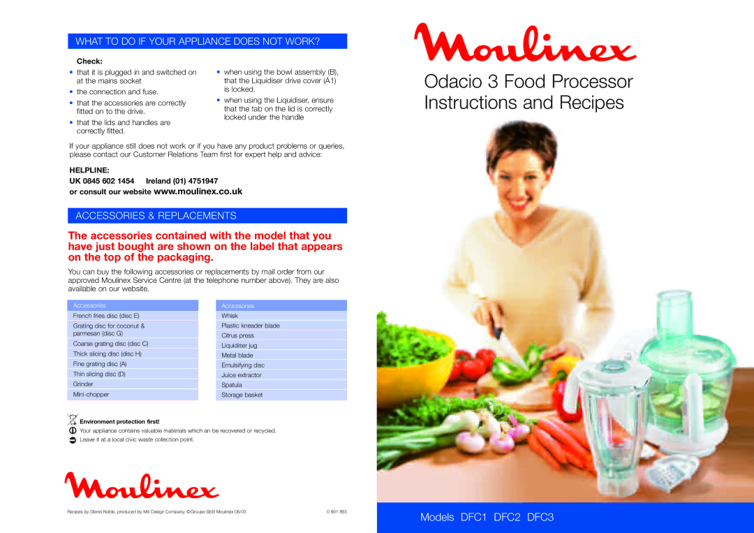 Moulinex DFC1 manual What to do if Your Appliance does not WORK?, Accessories & Replacements, Check, Helpline 