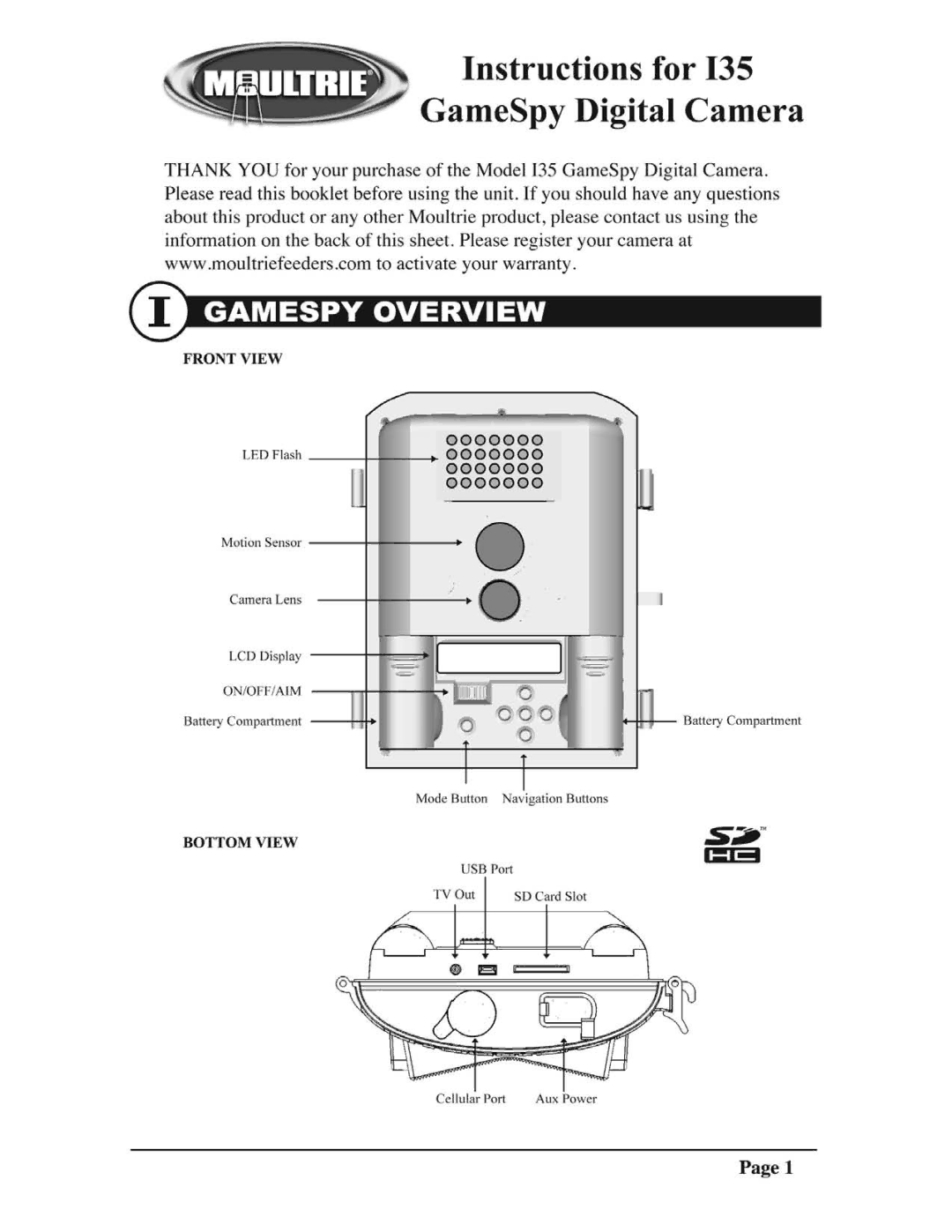 Moultrie I35 manual 