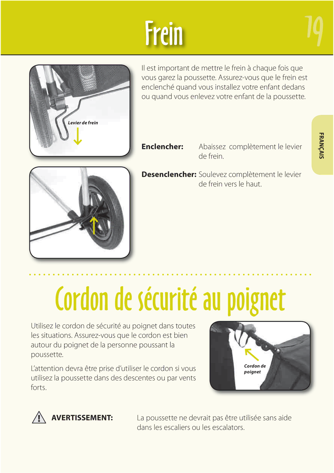 Mountain Buggy Buggy Range Outside Cove manual Frein, Cordon de sécurité au poignet 