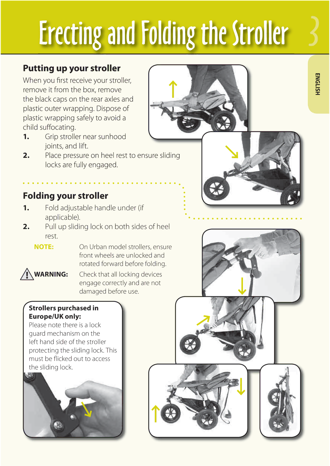 Mountain Buggy Buggy Range Outside Cove manual Erecting and Folding the Stroller, Folding your stroller 