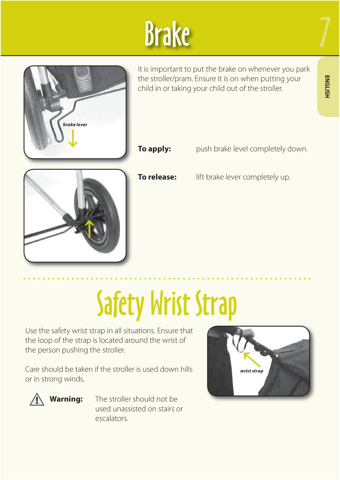 Mountain Buggy Buggy Range Outside Cove manual Brake, Safety Wrist Strap 