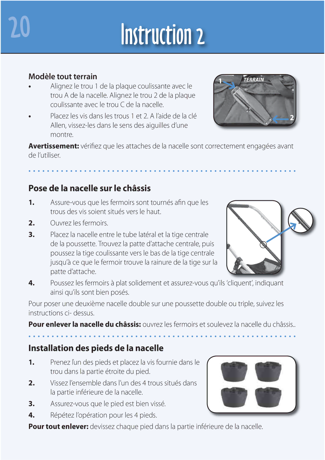 Mountain Buggy Carrycot manual Pose de la nacelle sur le châssis 