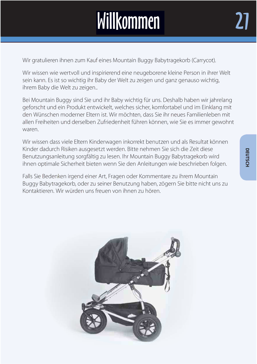 Mountain Buggy Carrycot manual Willkommen 