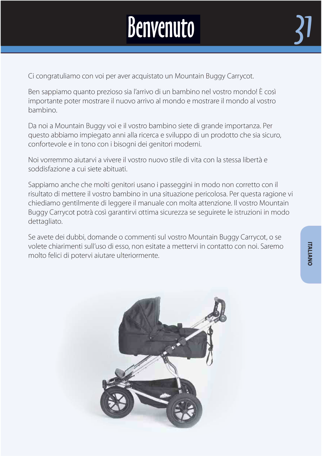 Mountain Buggy Carrycot manual Benvenuto 