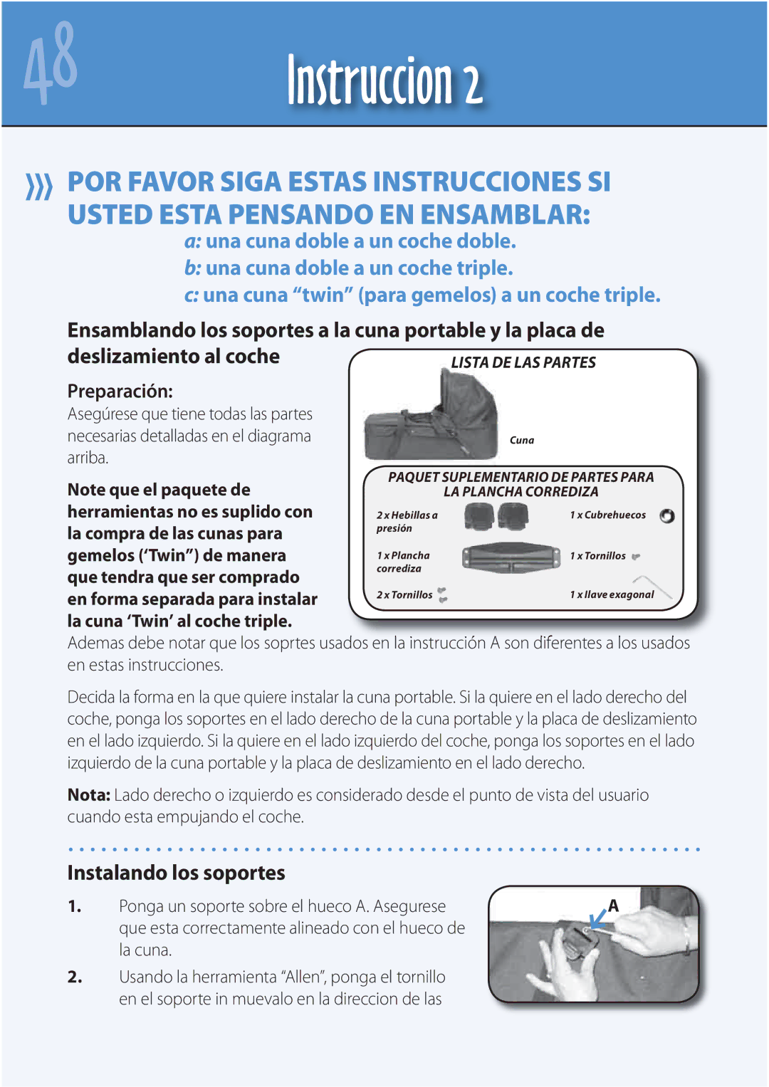 Mountain Buggy Carrycot Instruccion, Ensamblando los soportes a la cuna portable y la placa de, Instalando los soportes 