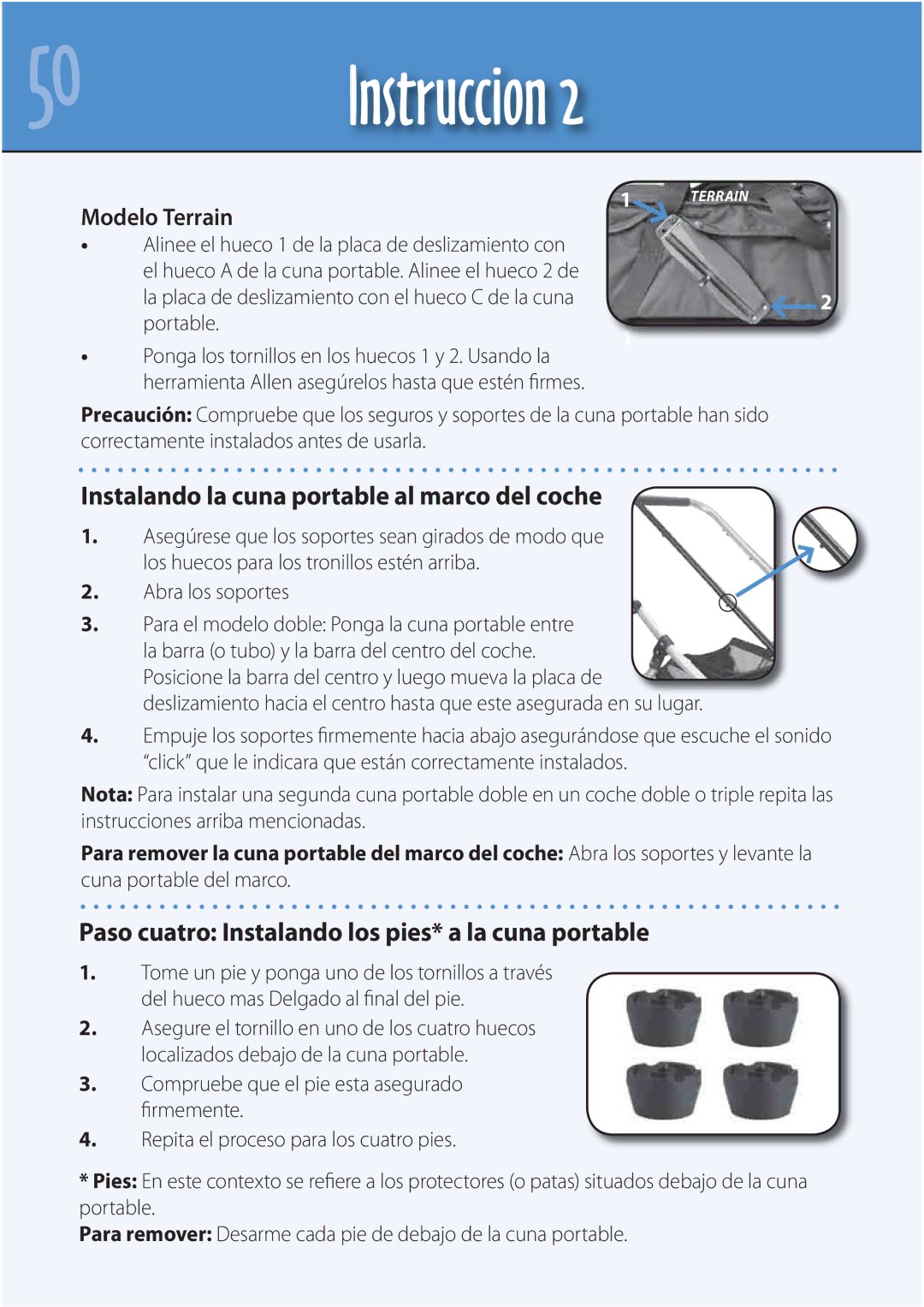 Mountain Buggy Carrycot manual Instalando la cuna portable al marco del coche, Modelo Terrain 