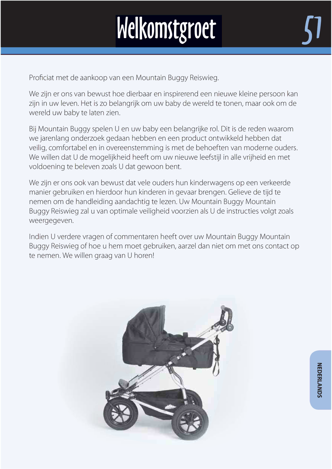 Mountain Buggy Carrycot manual Welkomstgroet 