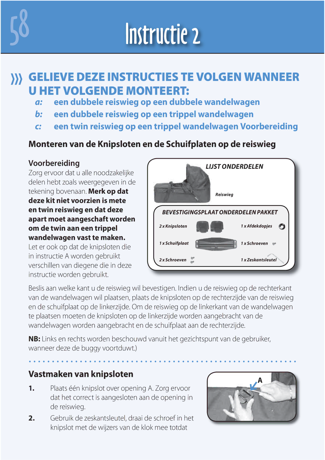 Mountain Buggy Carrycot manual Instructie, Vastmaken van knipsloten 