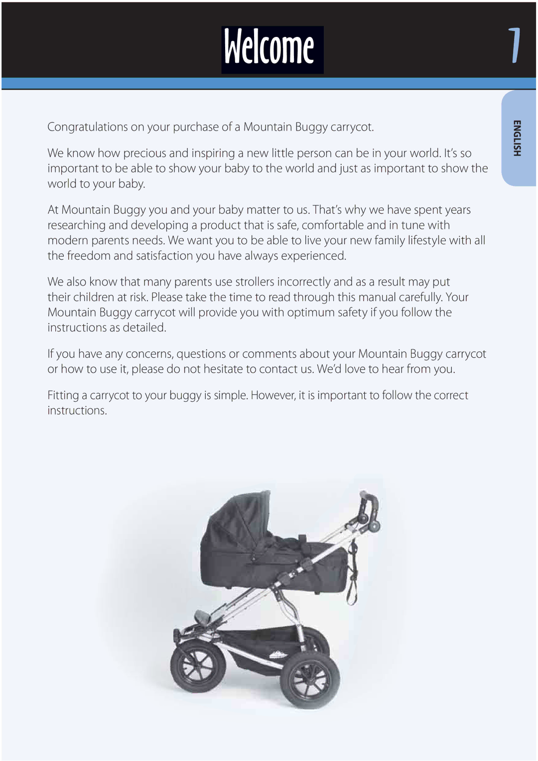 Mountain Buggy Strollers manual Welcome 