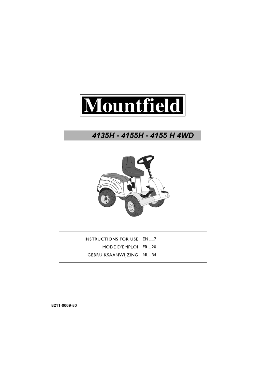 Mountfield manual 4135H 4155H 4155 H 4WD 