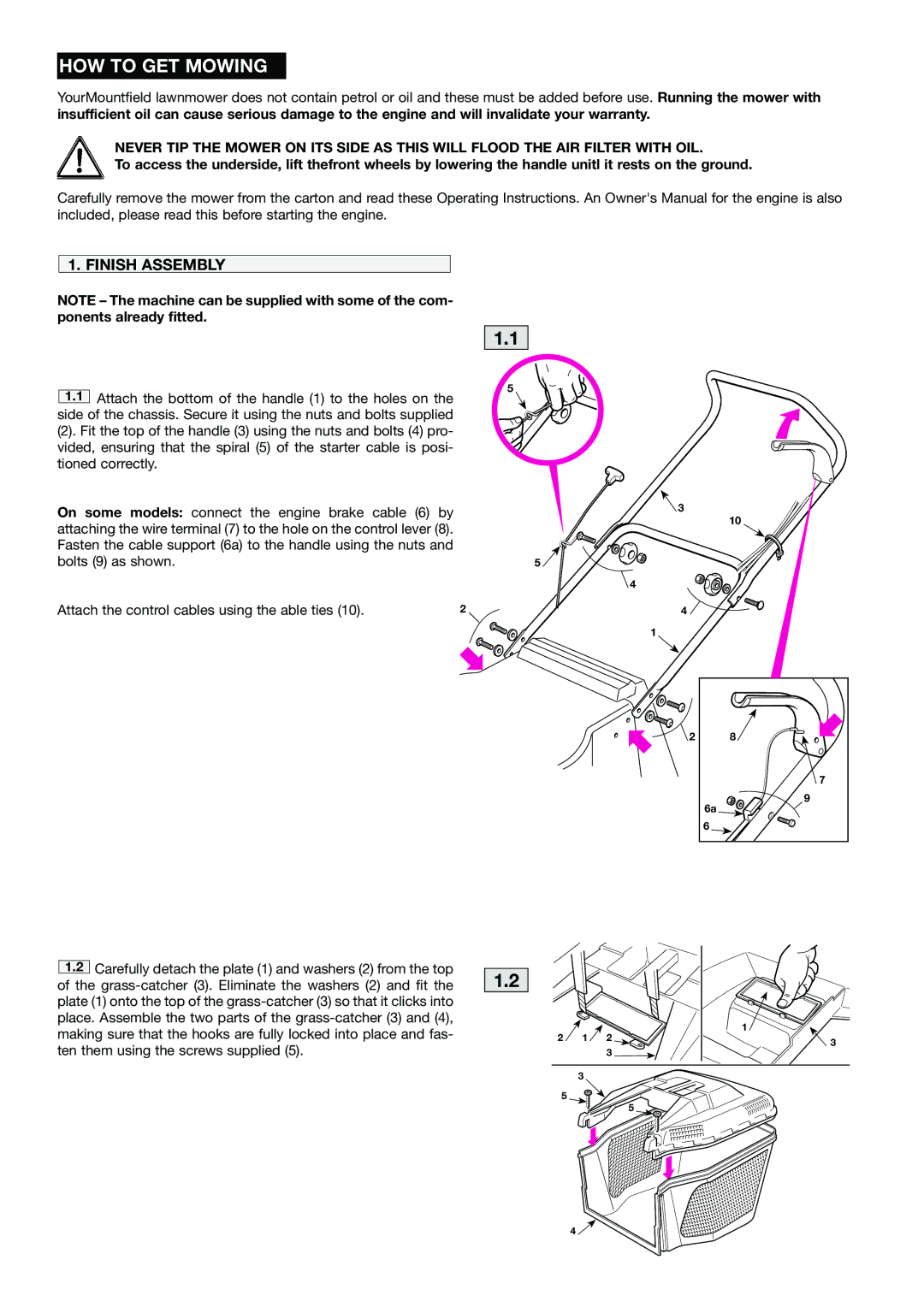 Mountfield HP470 operating instructions HOW to GET Mowing, Finish Assembly 