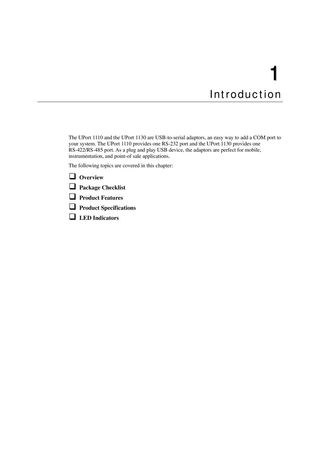 Moxa Technologies 1110 user manual Introduction 