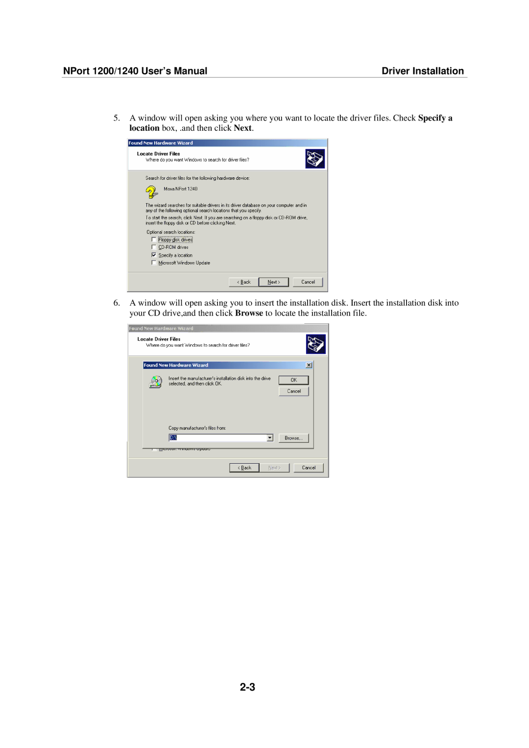 Moxa Technologies 1220 user manual NPort 1200/1240 User’s Manual Driver Installation 