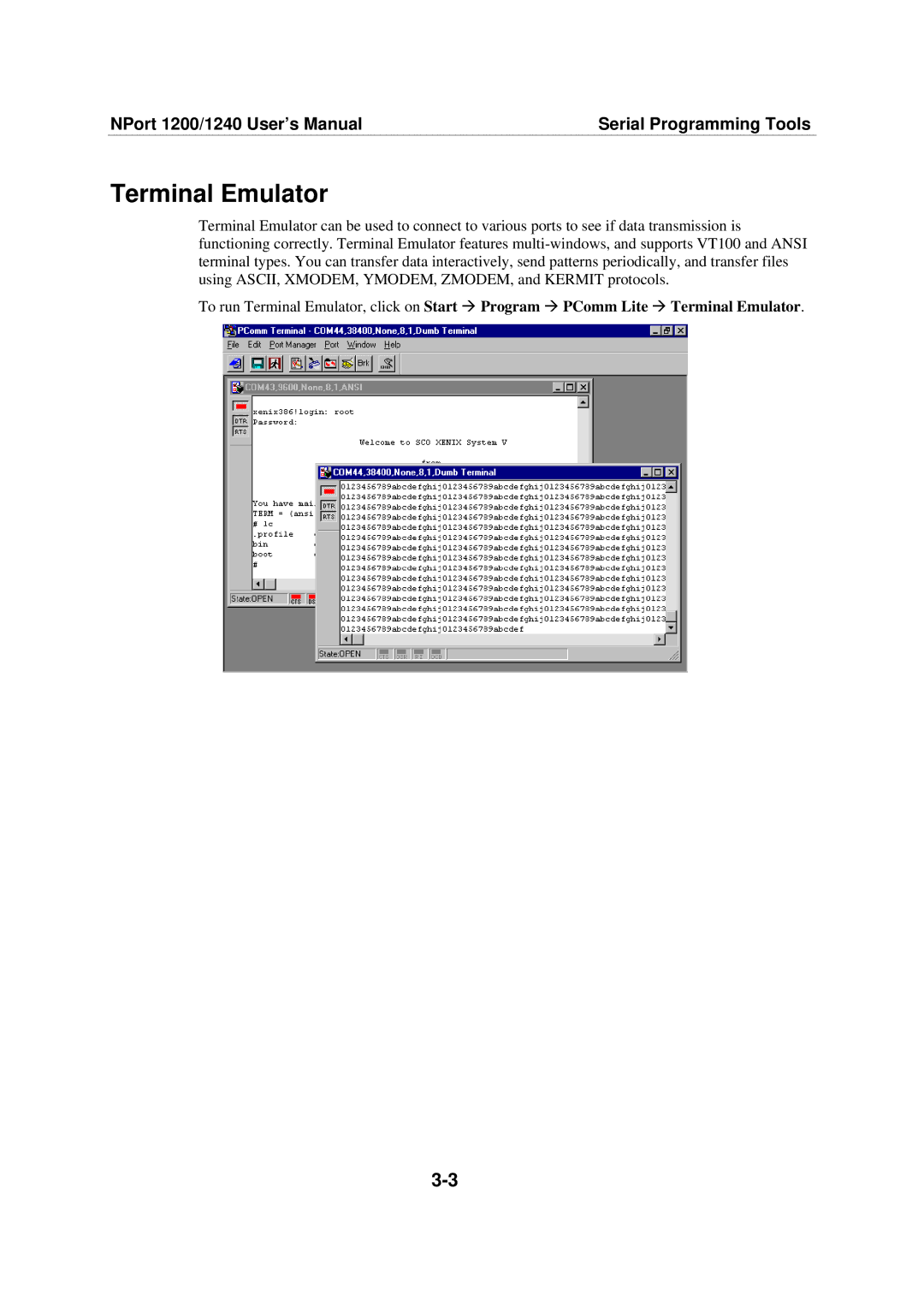 Moxa Technologies 1240, 1220 user manual Terminal Emulator 