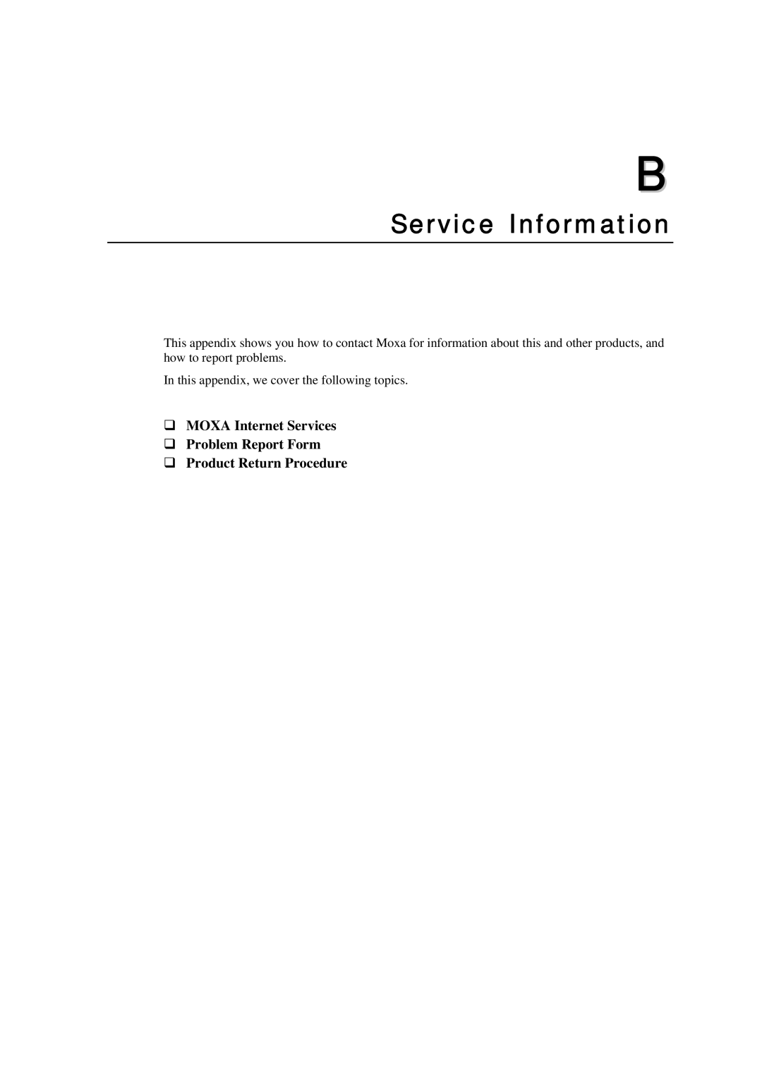 Moxa Technologies 1240, 1220 user manual Service Information 