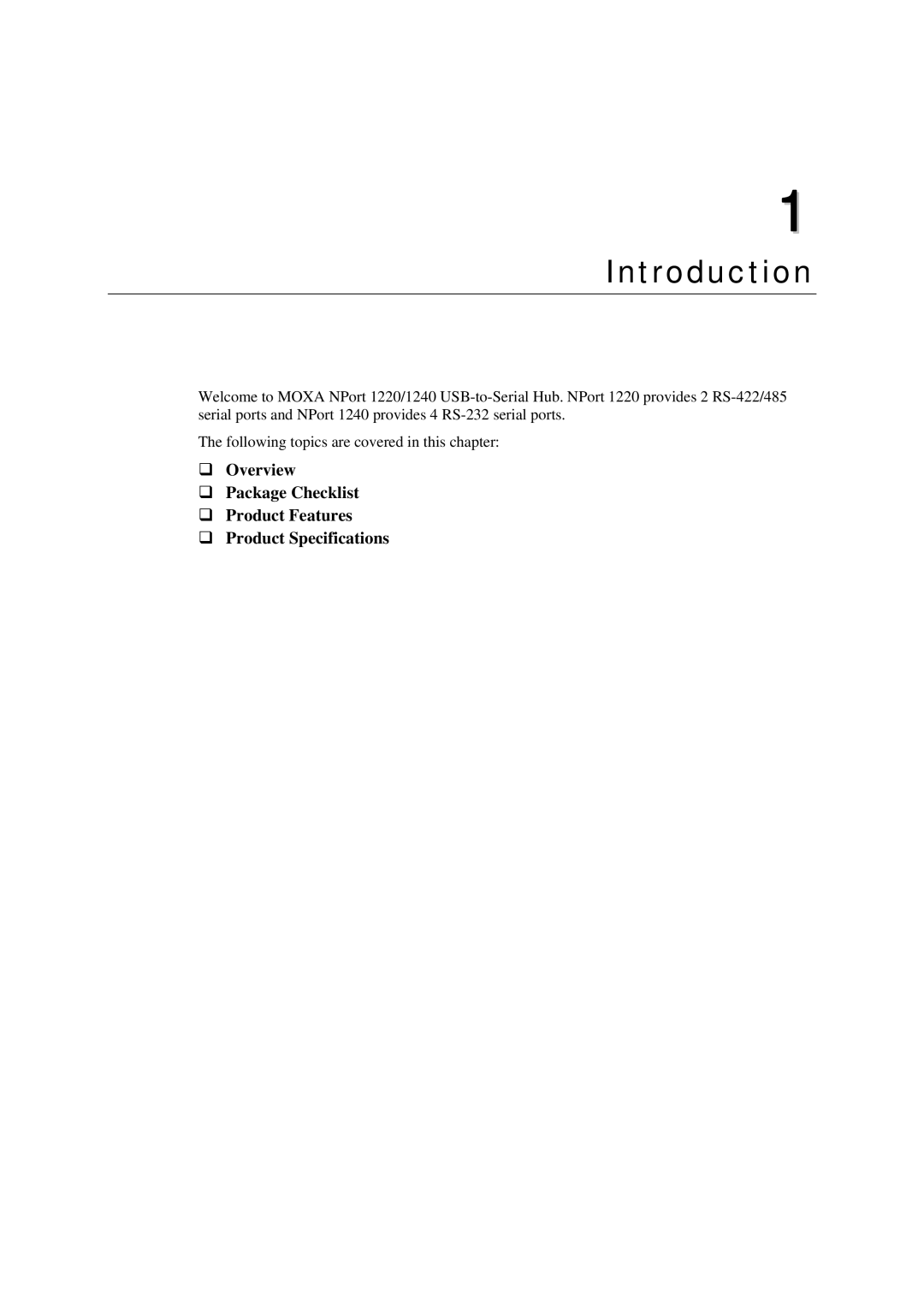 Moxa Technologies 1220, 1240 user manual Introduction 