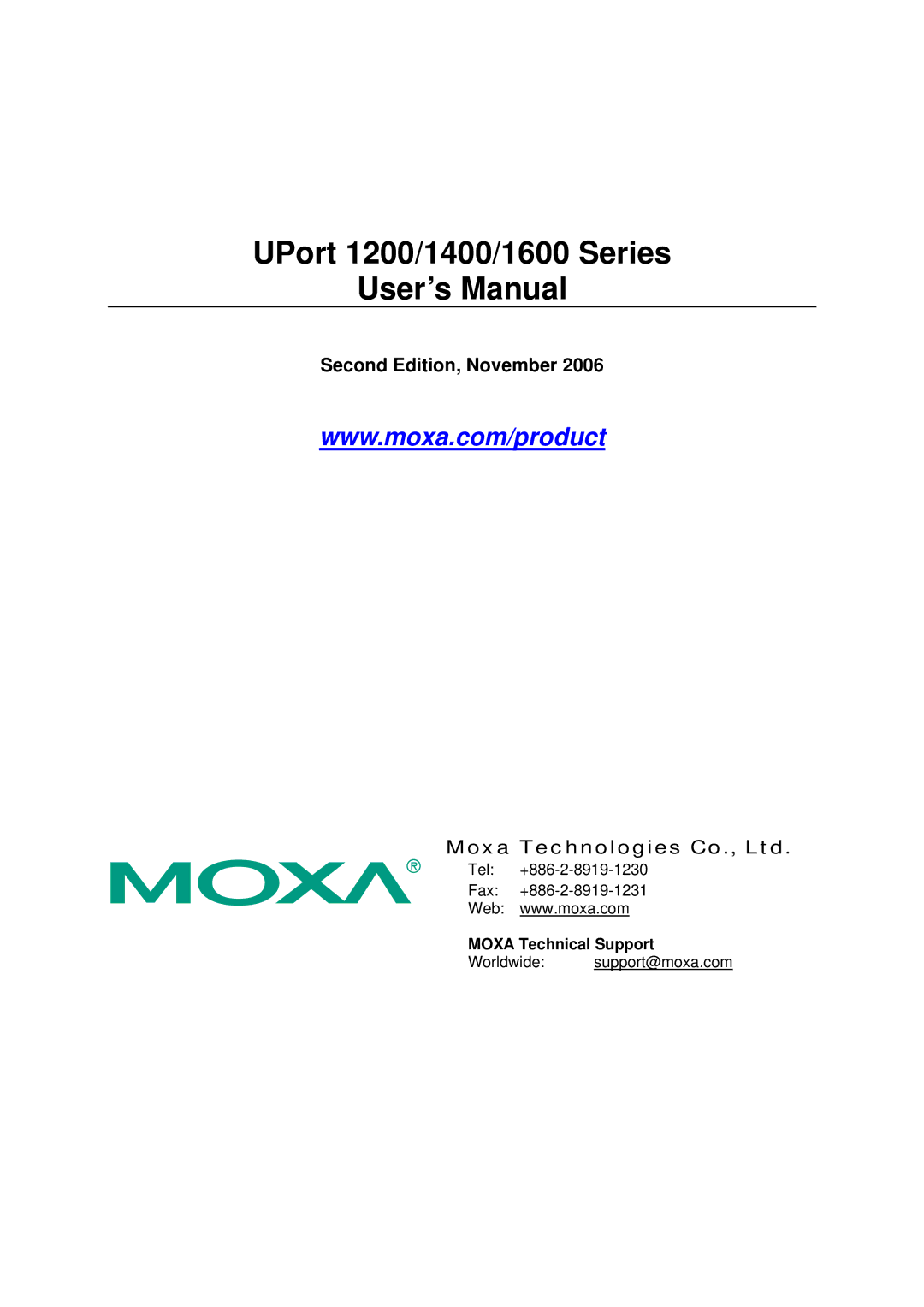 Moxa Technologies user manual UPort 1200/1400/1600 Series User’s Manual 