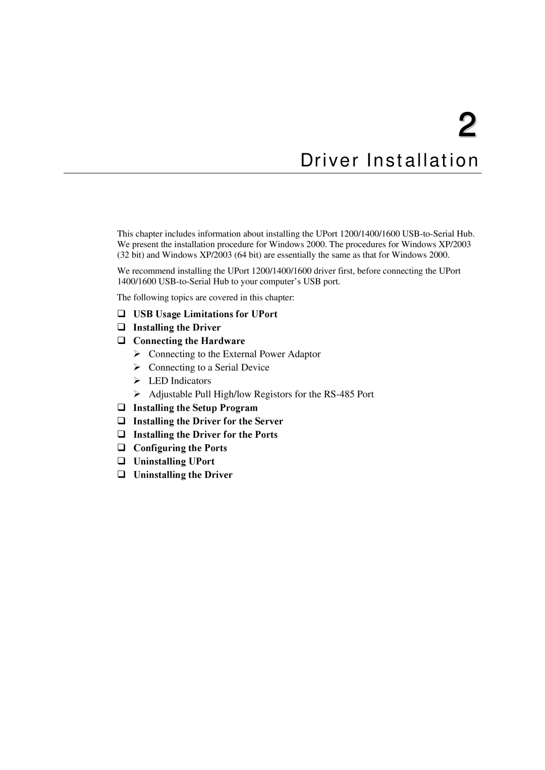 Moxa Technologies 1400, 1600, 1200 user manual Driver Installation 