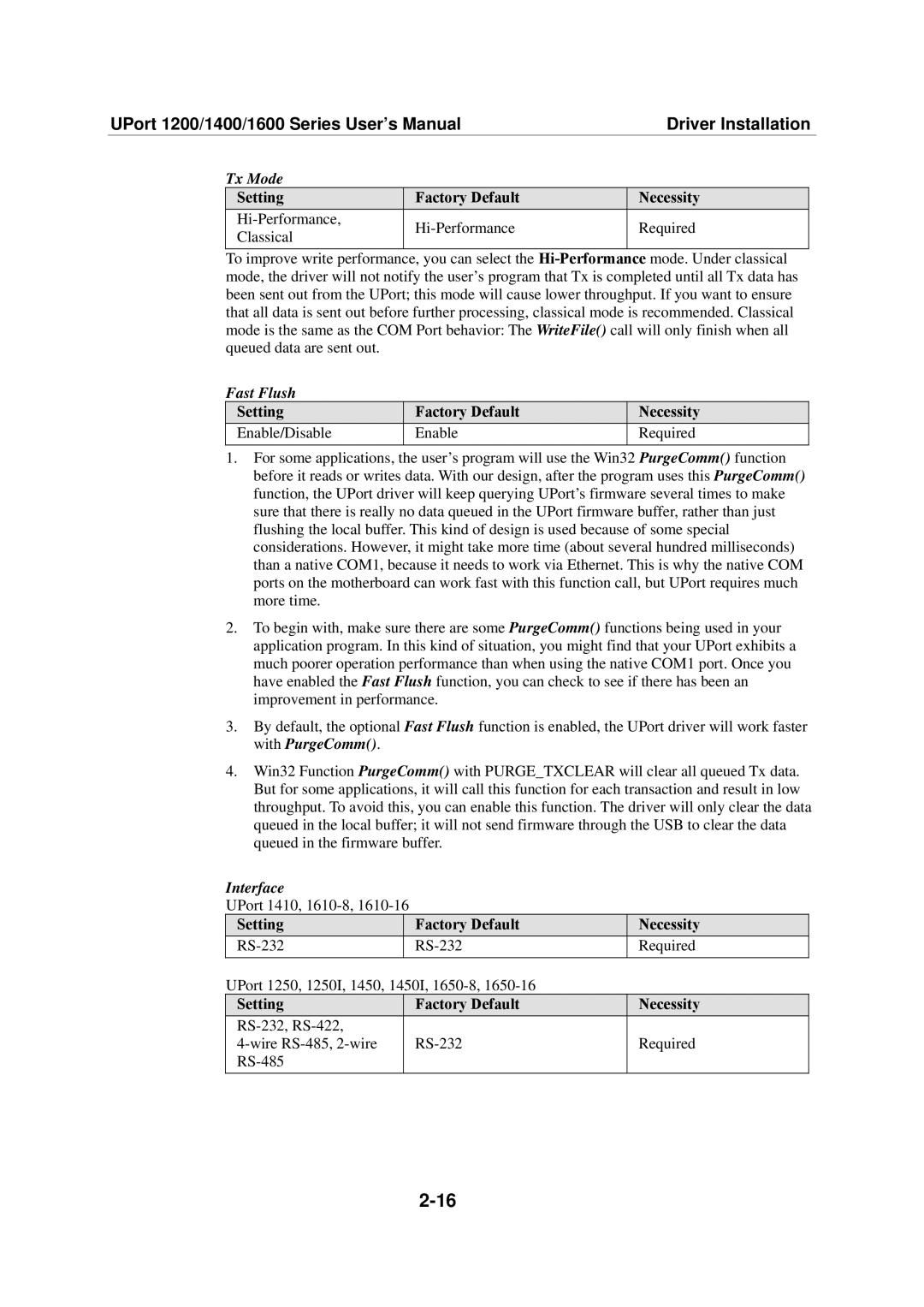 Moxa Technologies 1400, 1600, 1200 user manual Fast Flush 