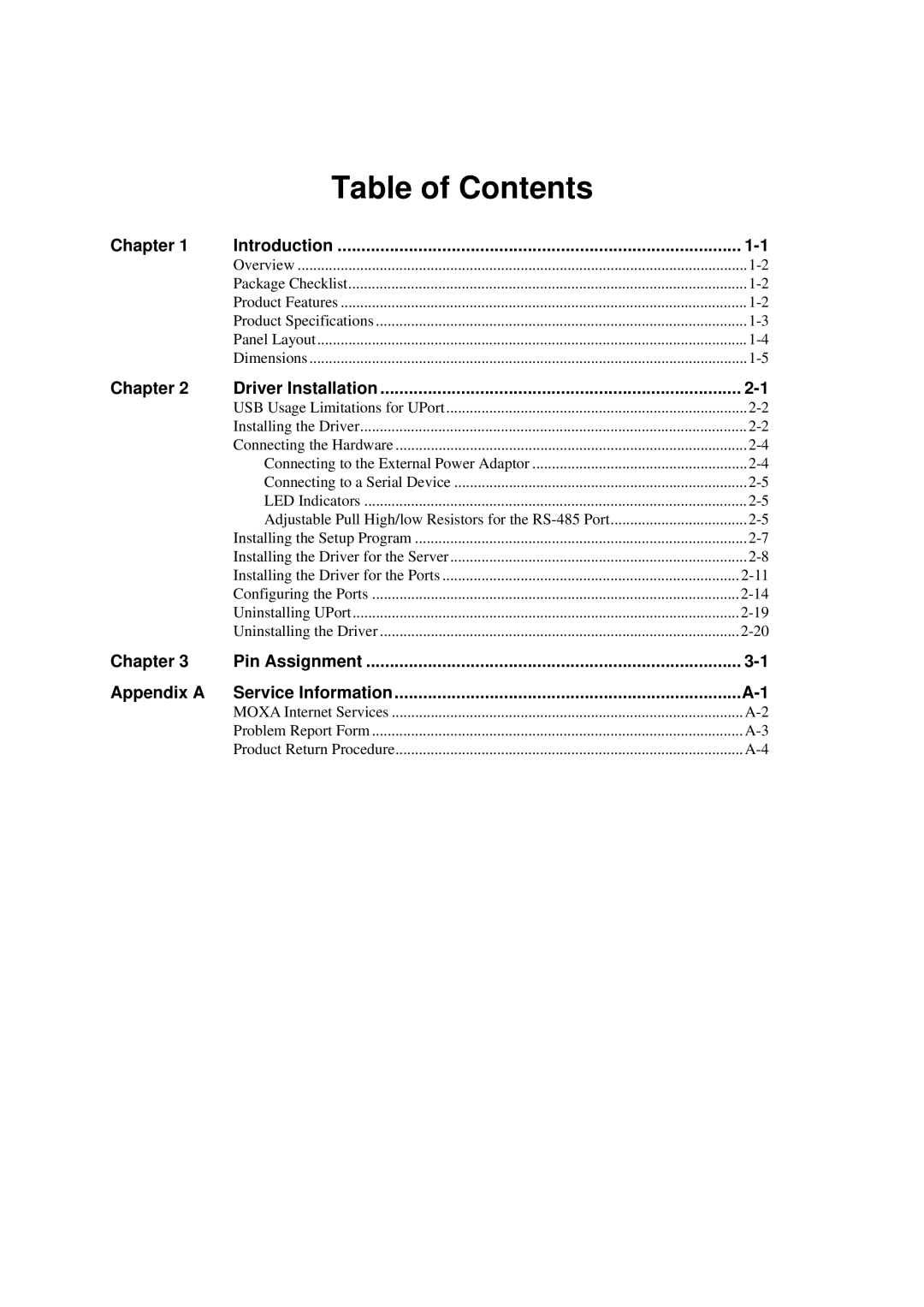 Moxa Technologies 1600, 1400, 1200 user manual Table of Contents 