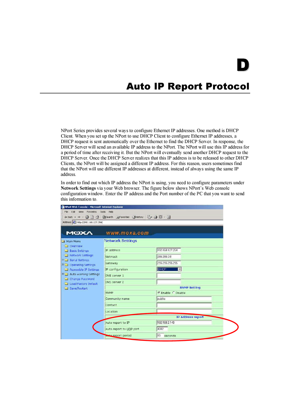 Moxa Technologies 5110 Series user manual Auto IP Report Protocol 