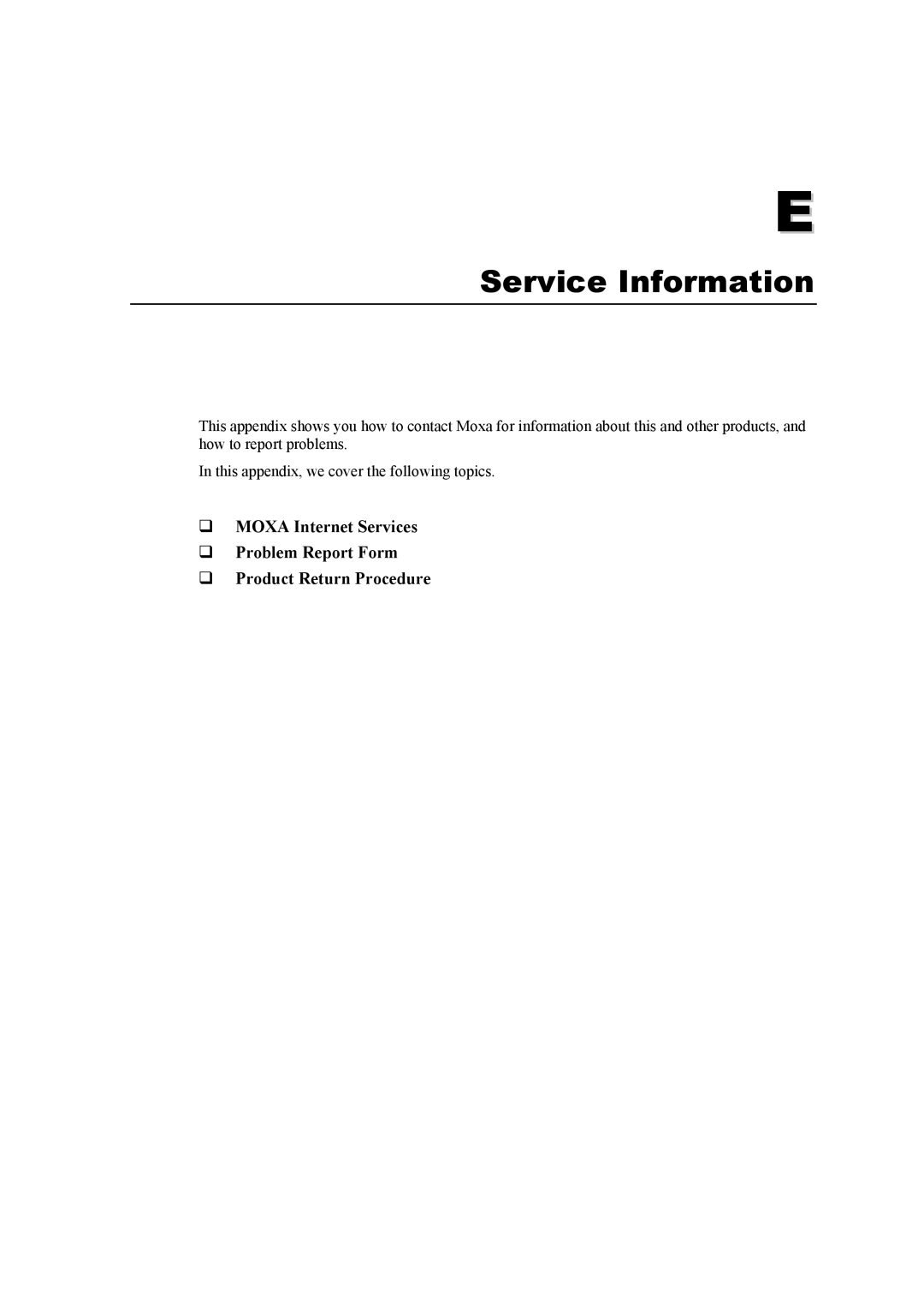 Moxa Technologies 5110 Series user manual Service Information 