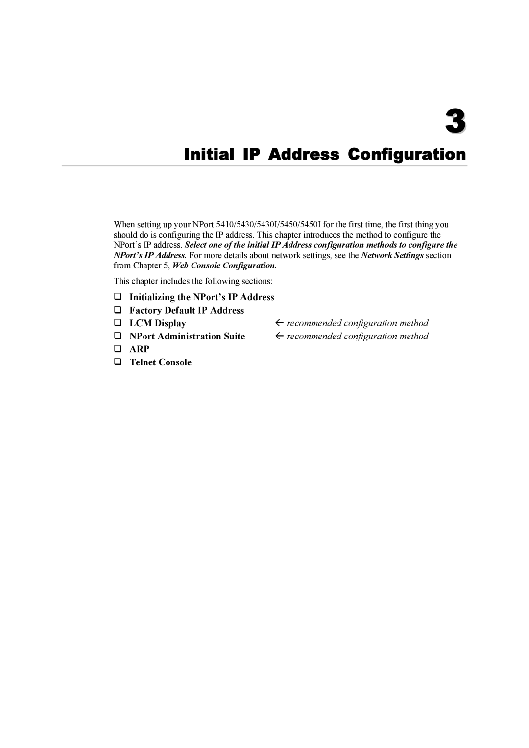 Moxa Technologies 5400 Series user manual Initial IP Address Configuration 