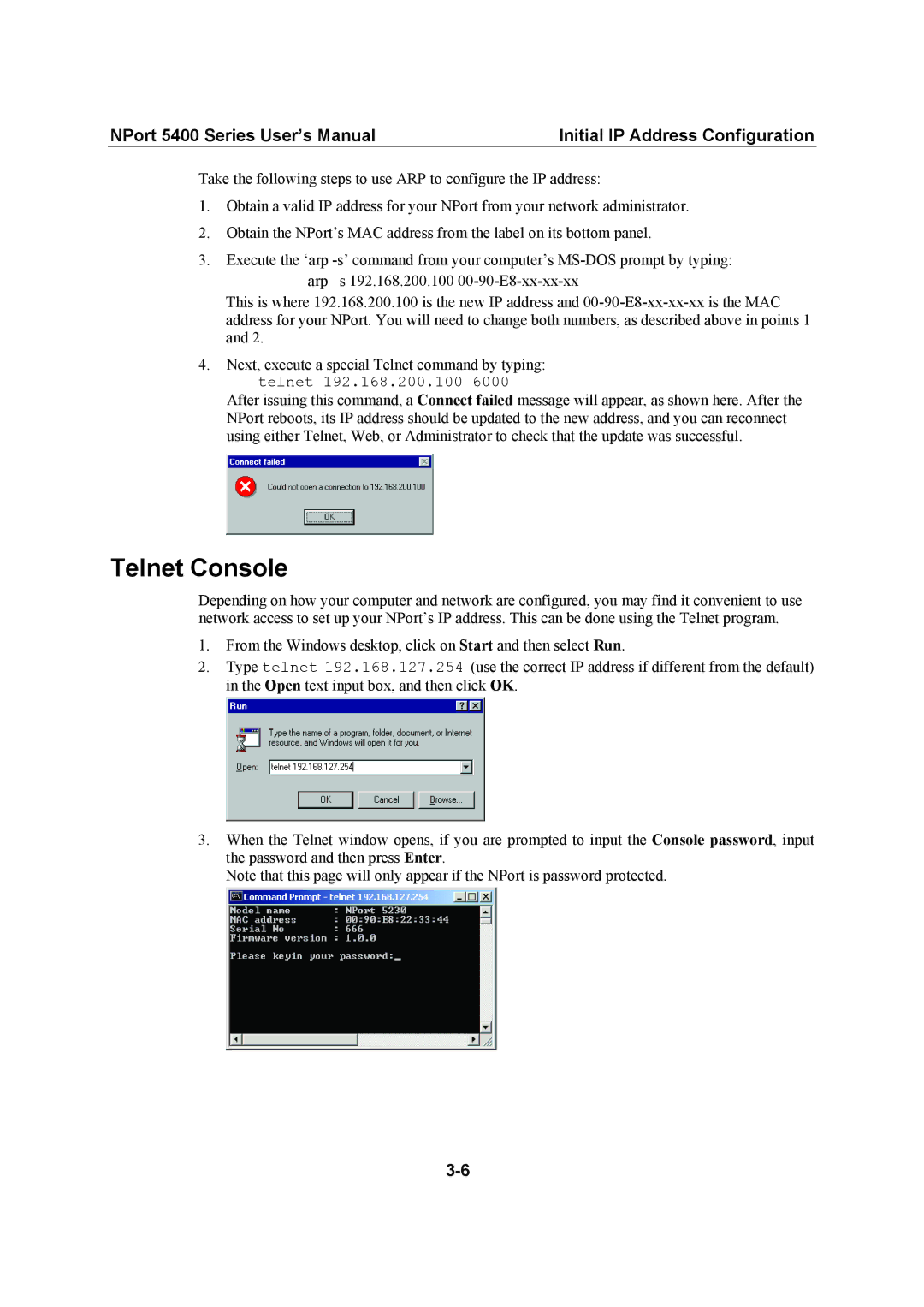 Moxa Technologies 5400 Series user manual Telnet Console 