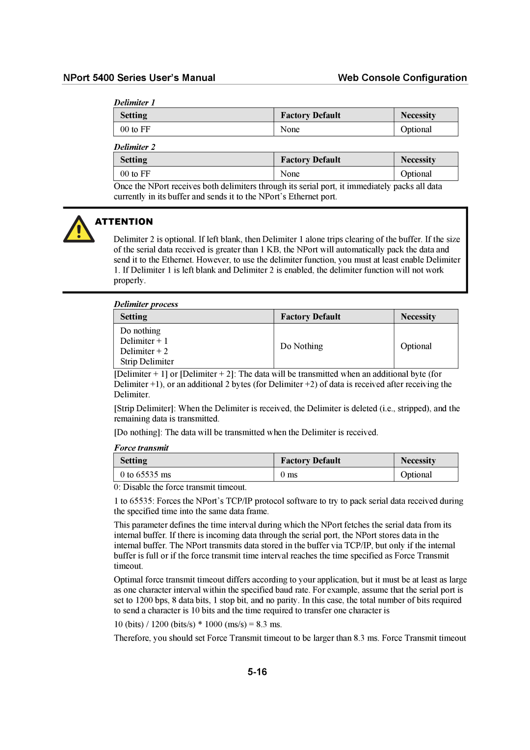 Moxa Technologies 5400 Series user manual Delimiter 