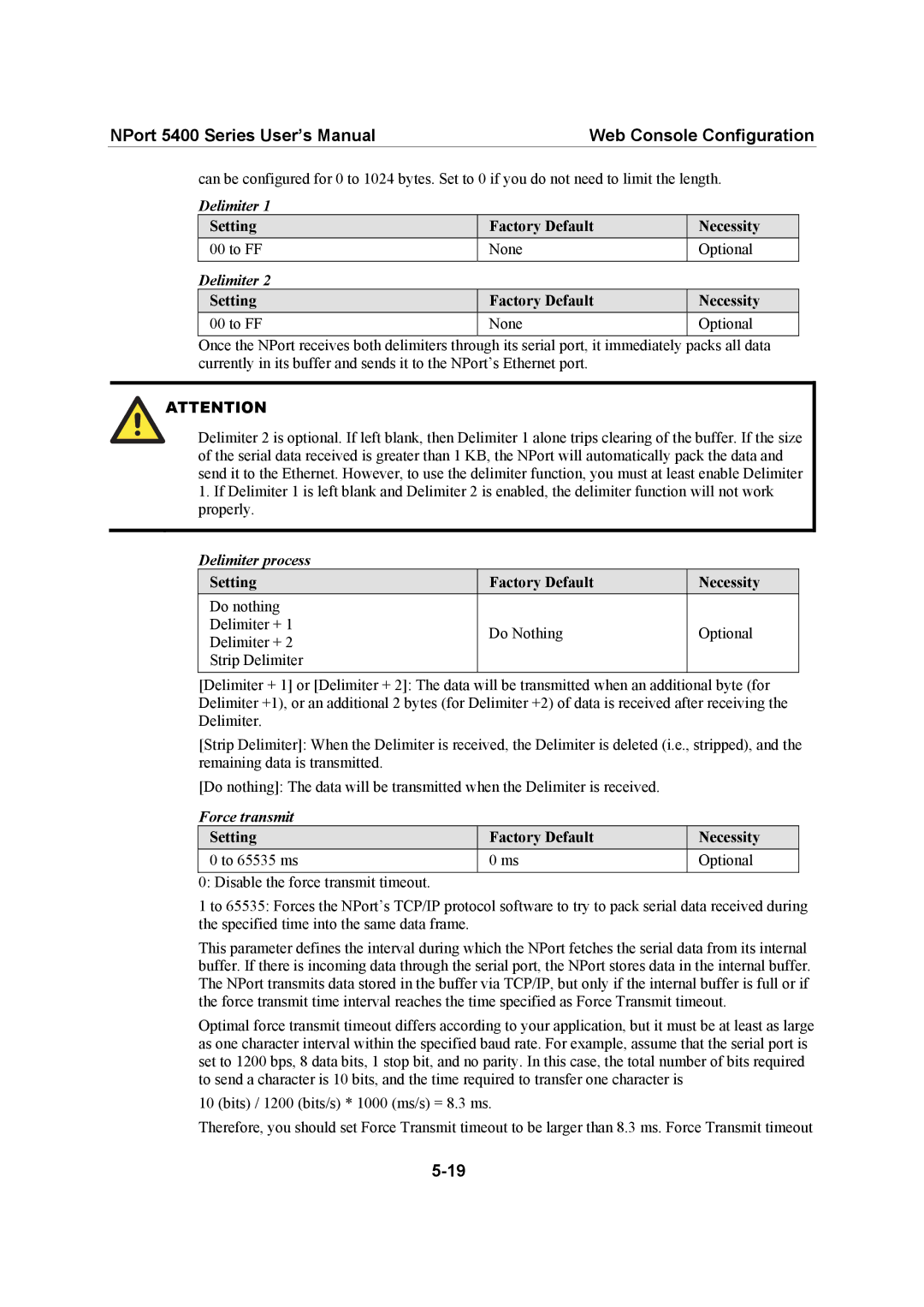 Moxa Technologies 5400 Series user manual Delimiter 