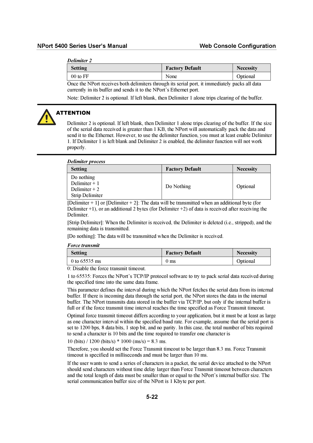 Moxa Technologies 5400 Series user manual Delimiter process 