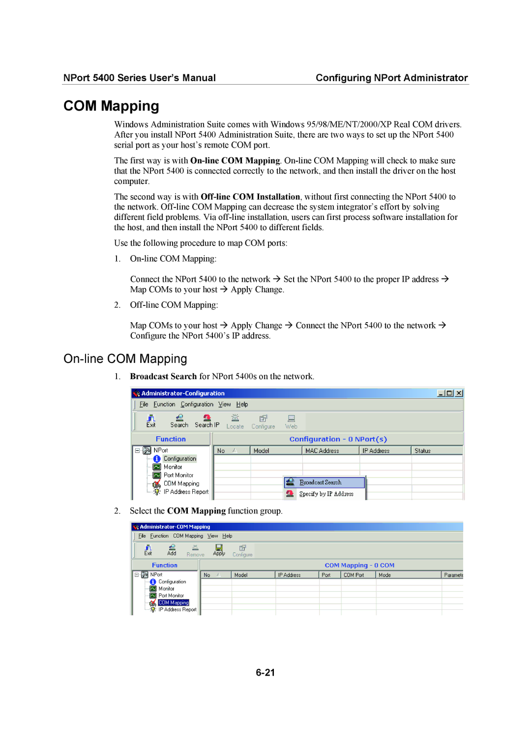 Moxa Technologies 5400 Series user manual On-line COM Mapping 