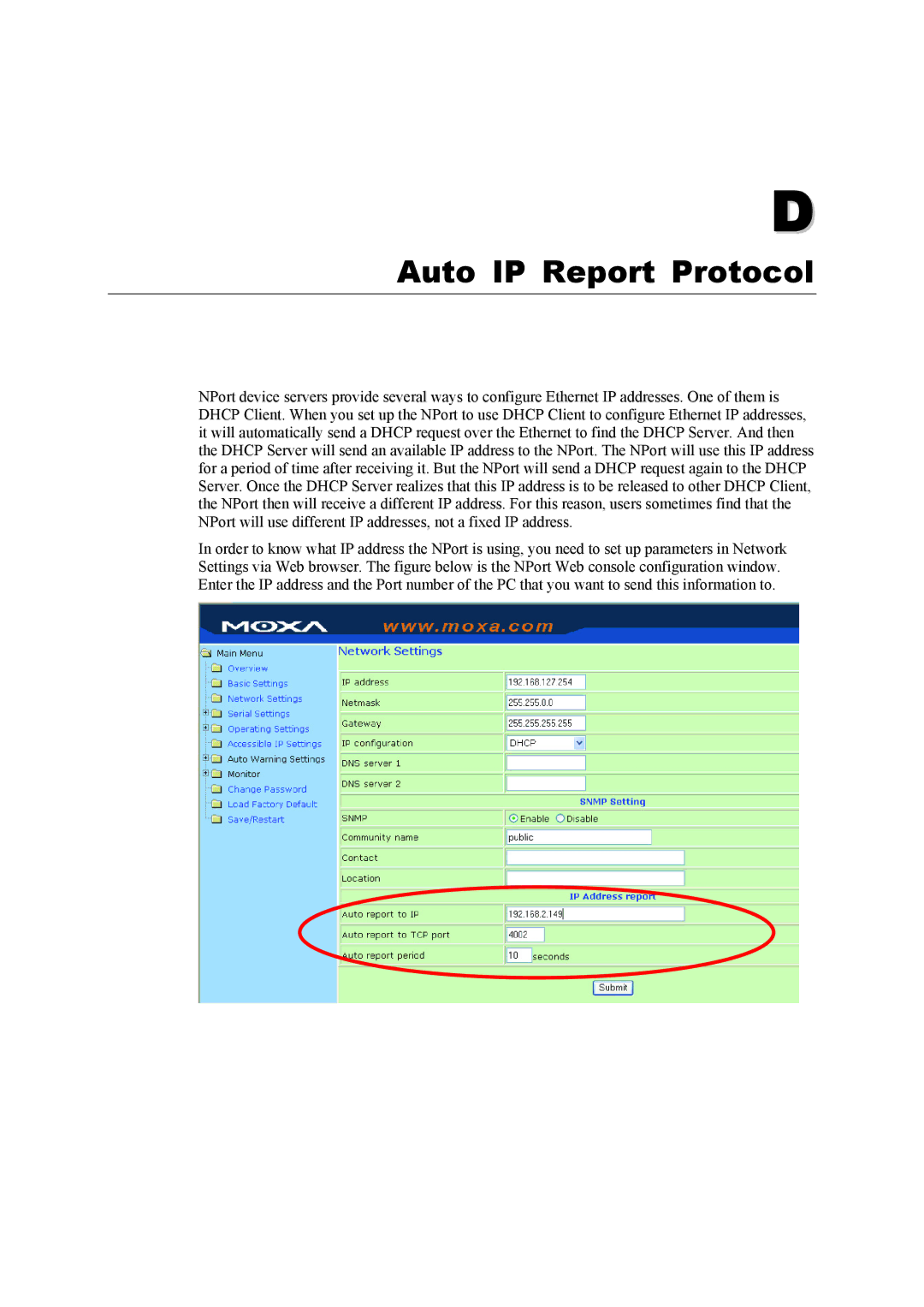 Moxa Technologies 5400 Series user manual Auto IP Report Protocol 