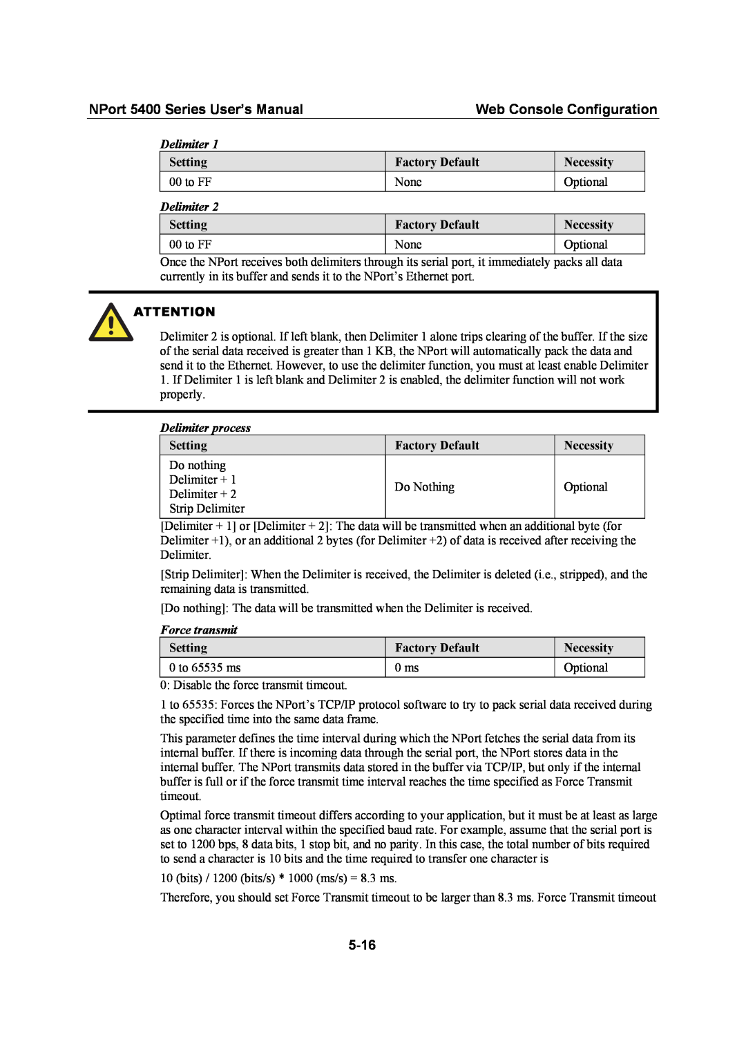 Moxa Technologies user manual NPort 5400 Series User’s Manual, Web Console Configuration, 5-16 