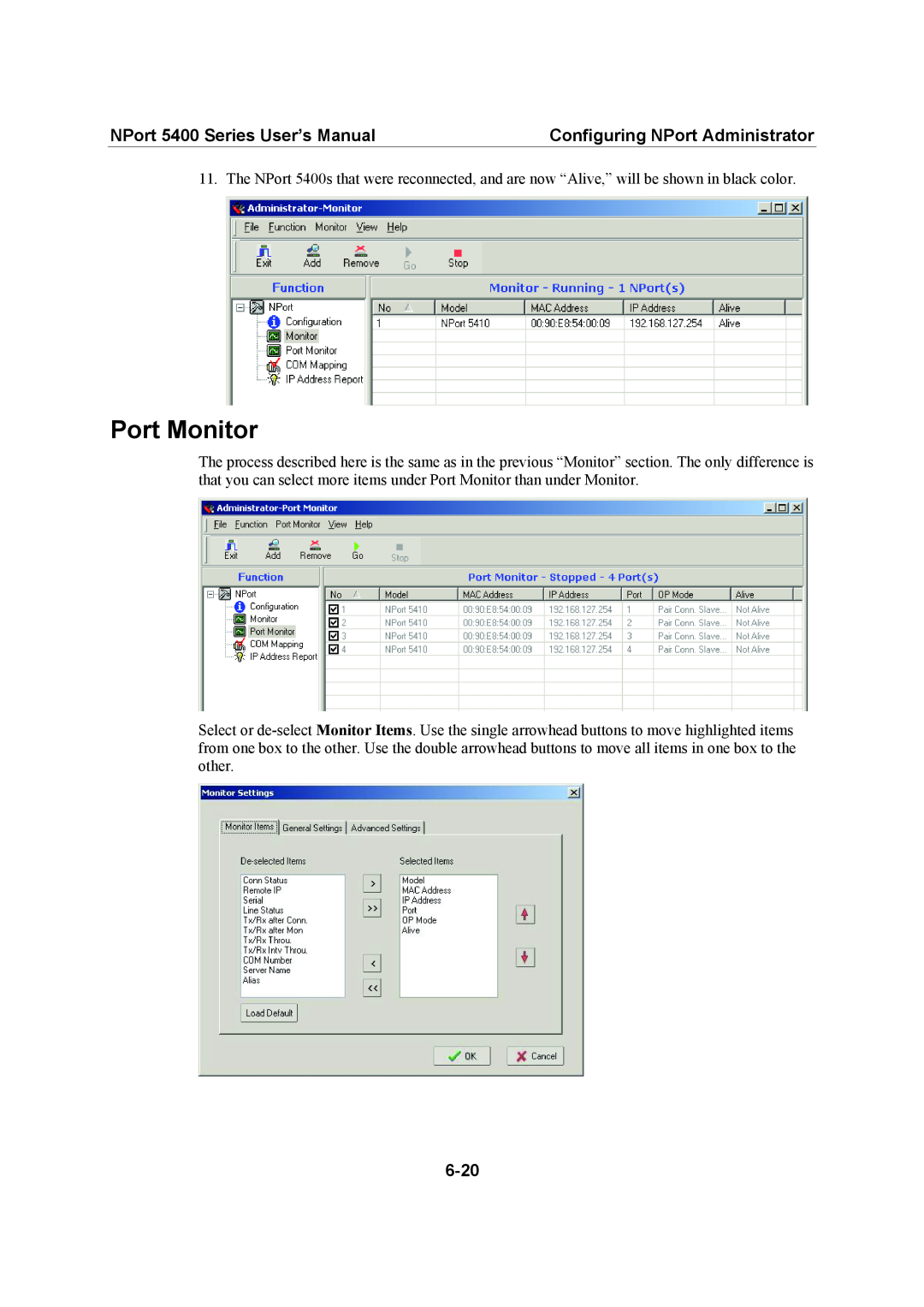 Moxa Technologies 5400 Series user manual Port Monitor 