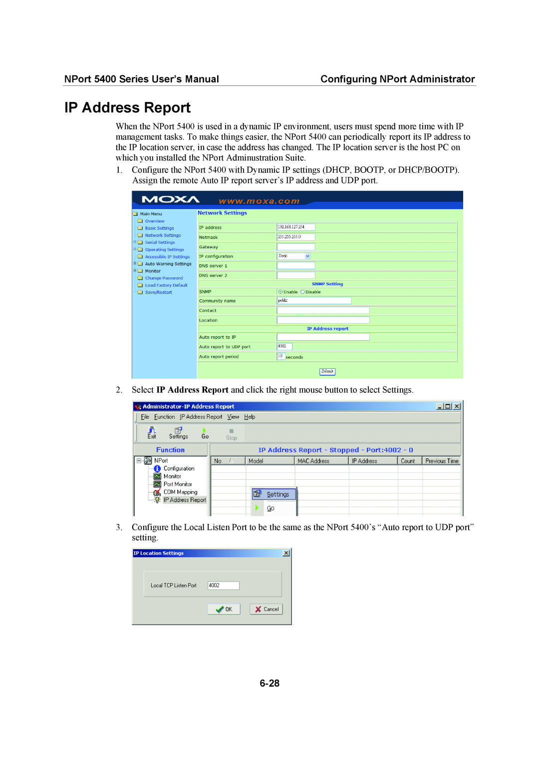 Moxa Technologies 5400 Series user manual IP Address Report 