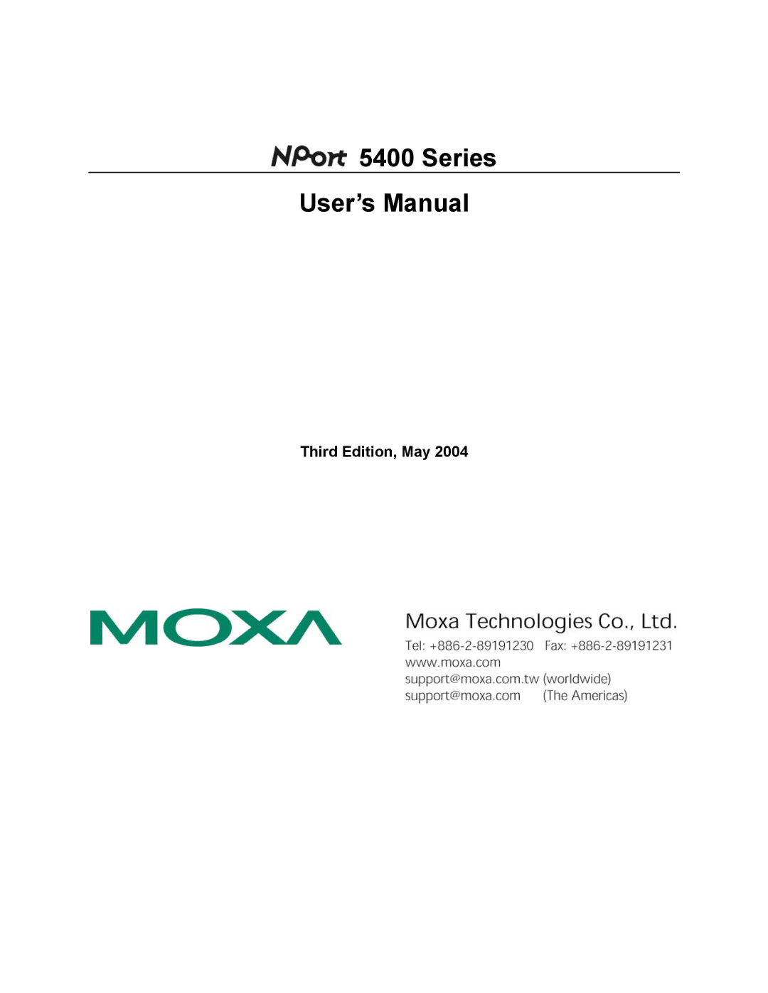 Moxa Technologies 5400 user manual Series User’s Manual, Third Edition, May 