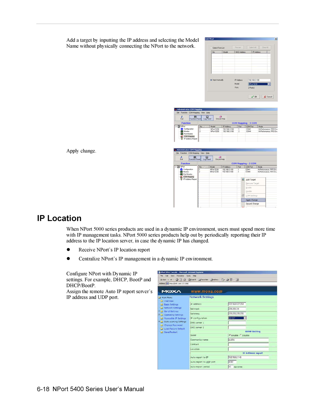 Moxa Technologies 5400 user manual IP Location 