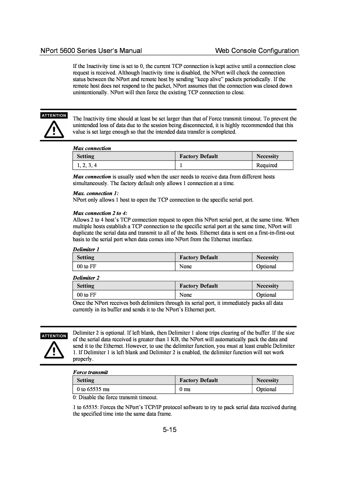 Moxa Technologies user manual 5-15, NPort 5600 Series User’s Manual, Web Console Configuration 