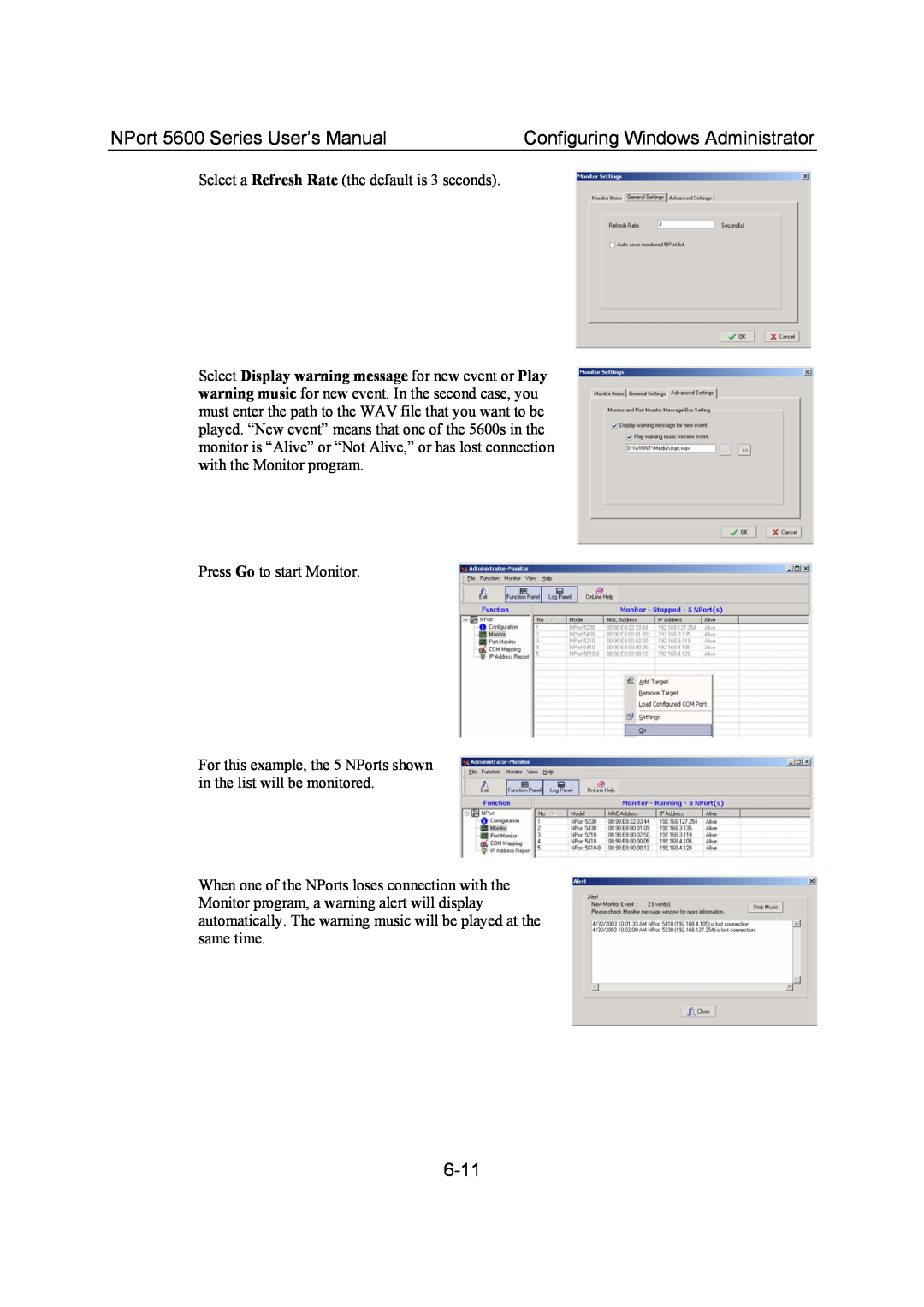 Moxa Technologies user manual 6-11, NPort 5600 Series User’s Manual, Configuring Windows Administrator 