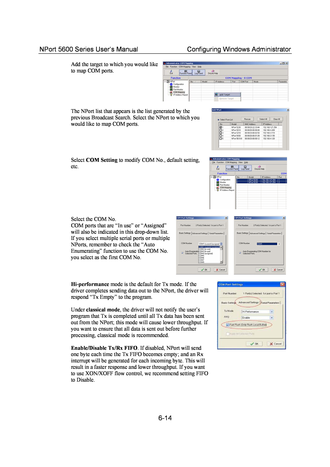 Moxa Technologies user manual 6-14, NPort 5600 Series User’s Manual, Configuring Windows Administrator 