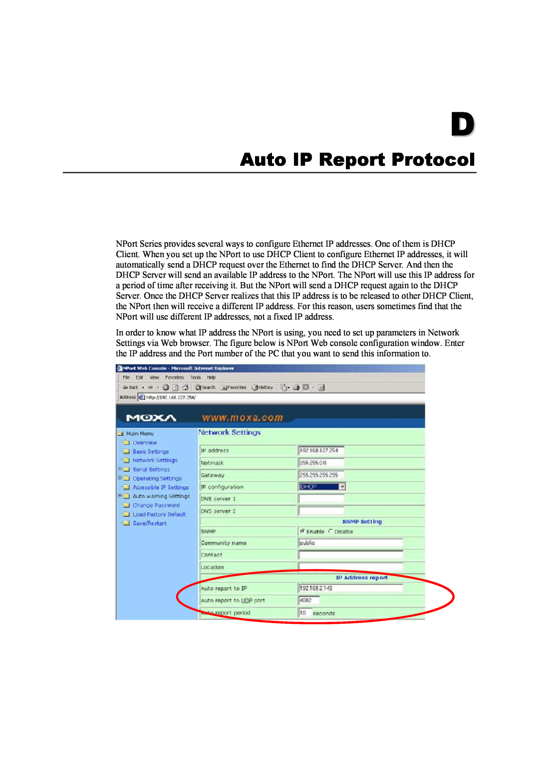 Moxa Technologies 5600 user manual Auto IP Report Protocol 