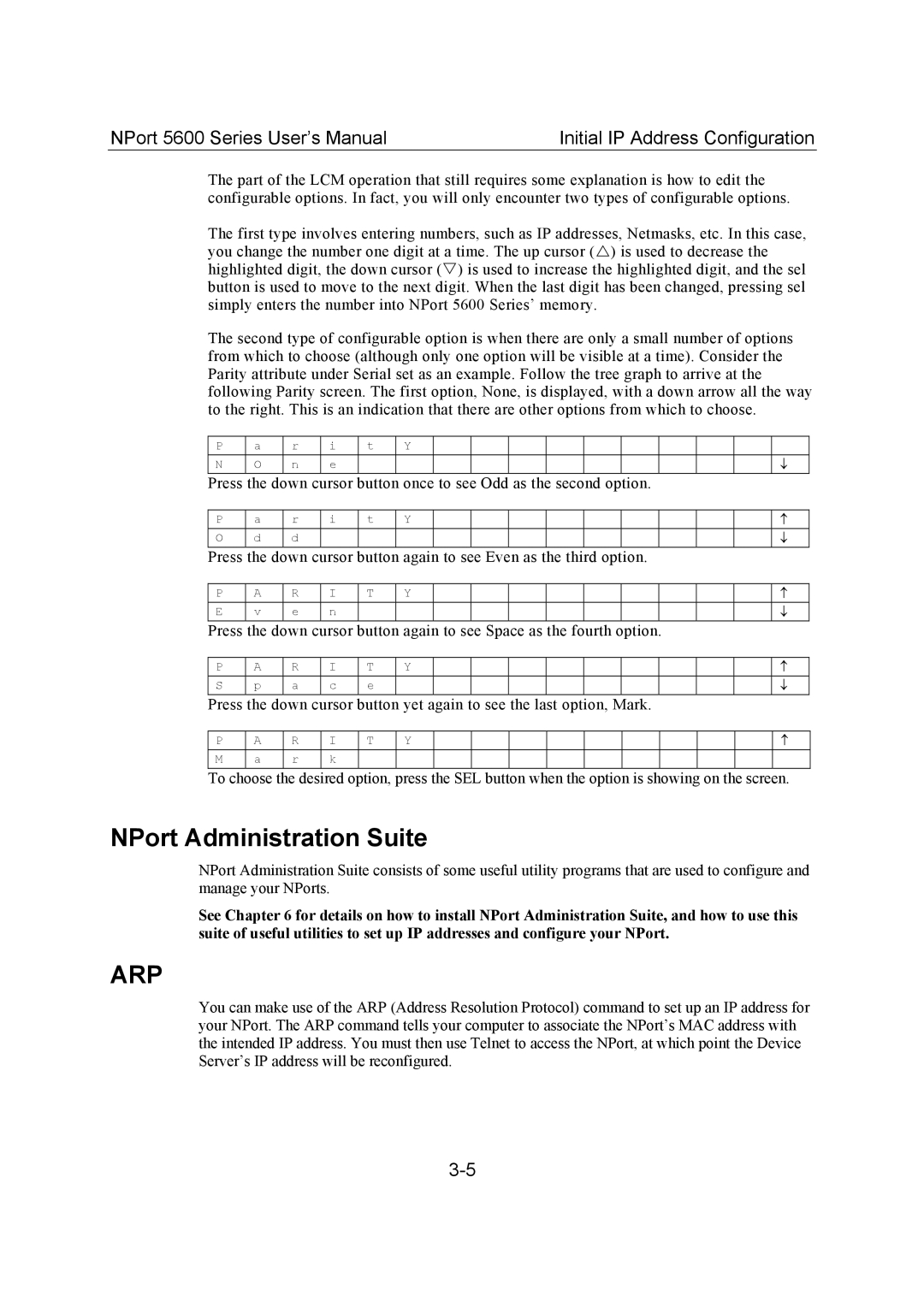 Moxa Technologies 5600 user manual NPort Administration Suite, Arp 