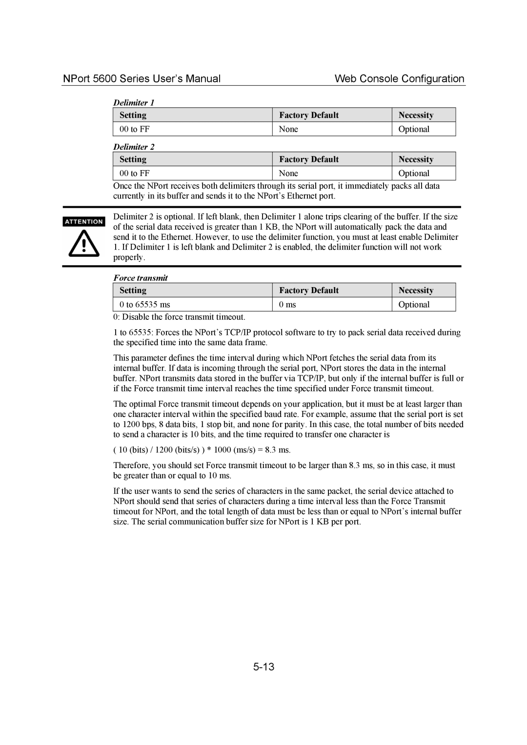 Moxa Technologies user manual NPort 5600 Series User’s Manual Web Console Configuration, Force transmit 