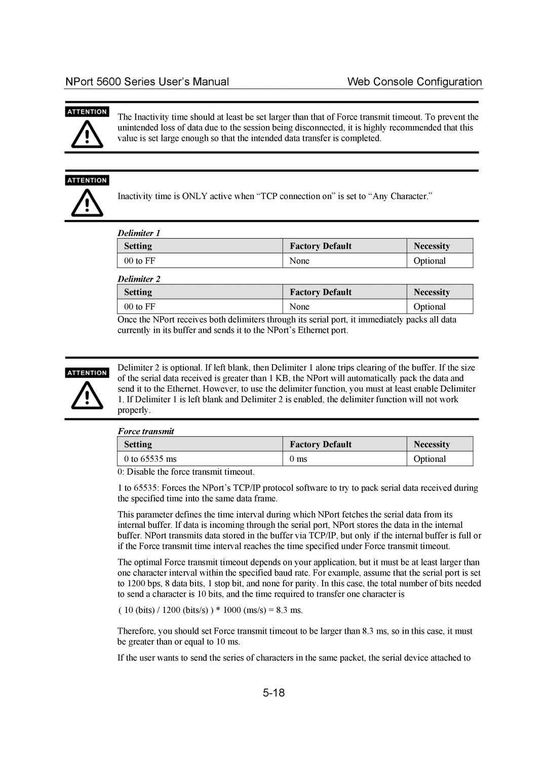 Moxa Technologies 5600 user manual Delimiter 