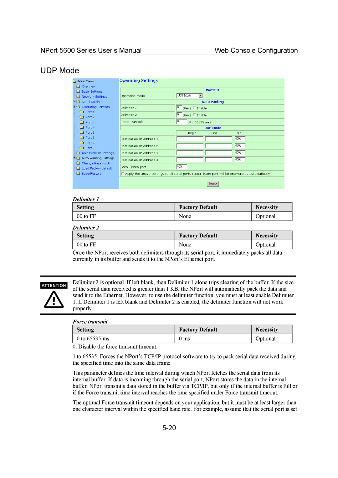 Moxa Technologies 5600 user manual UDP Mode 