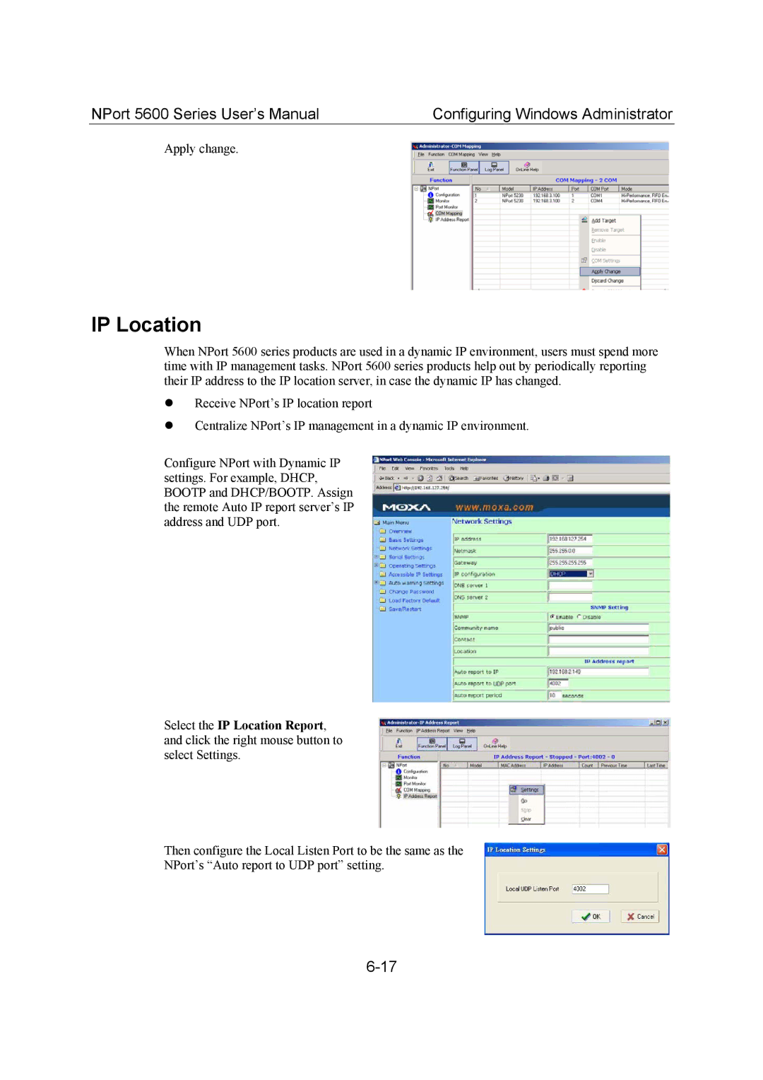 Moxa Technologies 5600 user manual IP Location 