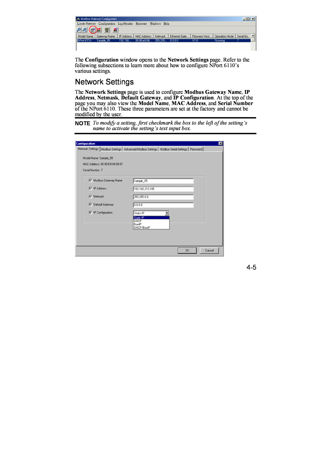 Moxa Technologies 6110 user manual Network Settings 
