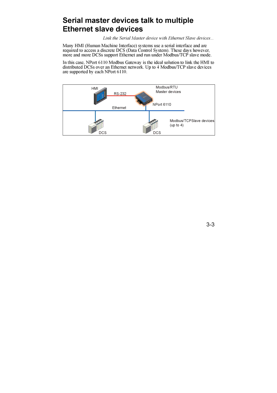 Moxa Technologies 6110 user manual Link the Serial Master device with Ethernet Slave devices… 